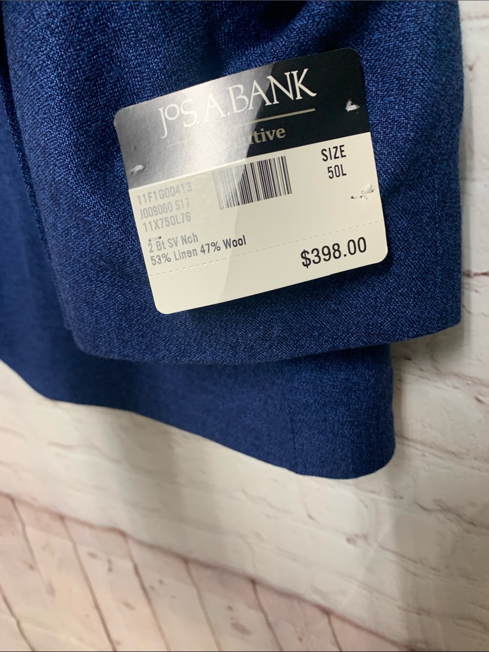 NEW Jos. A. Bank Blue Executive Sport Coat Linen Wool Blend Size 50 L - Picture 3 of 6